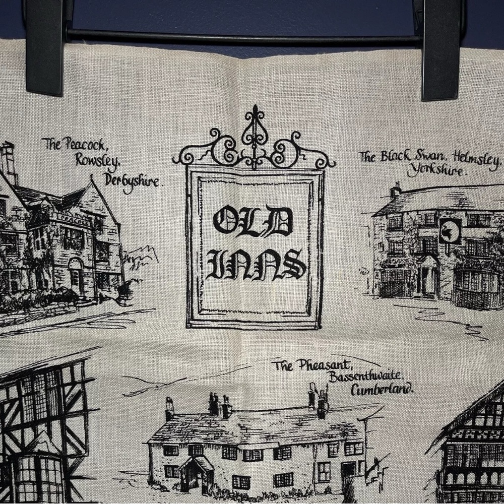 Horrockses Tea Towel “Old Inns” 100% Irish linen 1960s Vintage Original - Picture 5 of 14